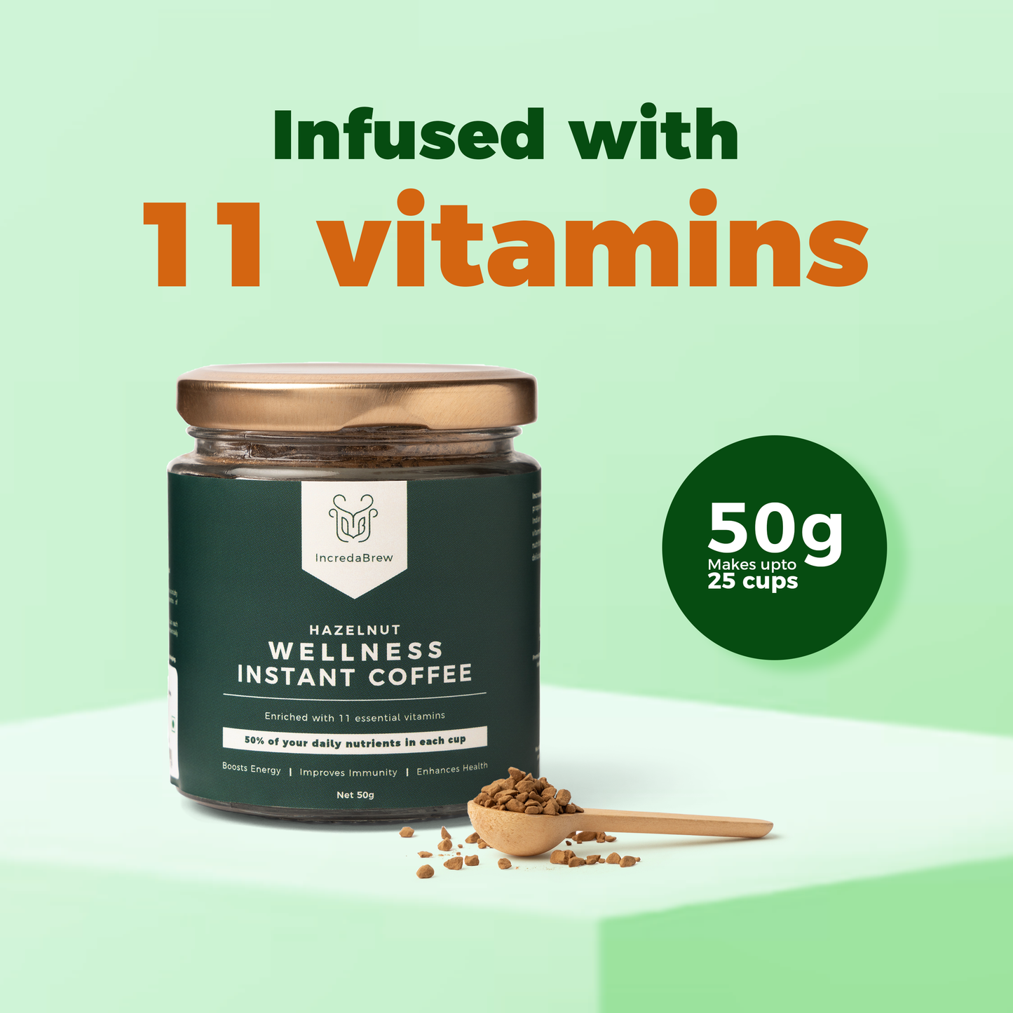 Hazelnut Wellness Instant Coffee - 50 gms Jars