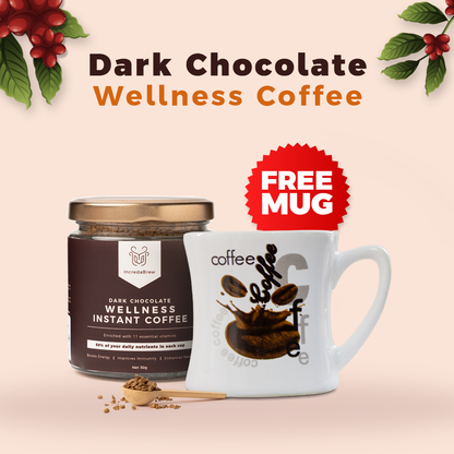 Dark Chocolate Wellness Instant coffee - 50 gm Jar + Free Mug