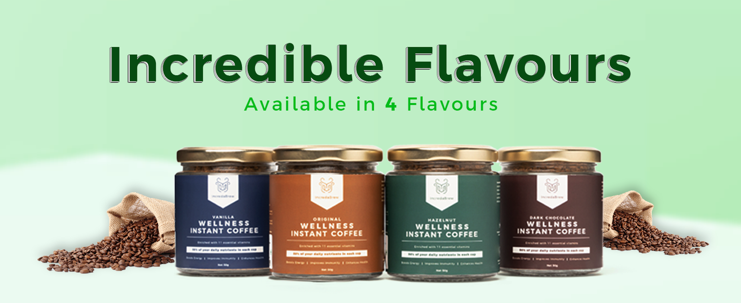 Wellness Instant Coffee Glass Jars - Any 3 Flavours (3 x 50 gms)